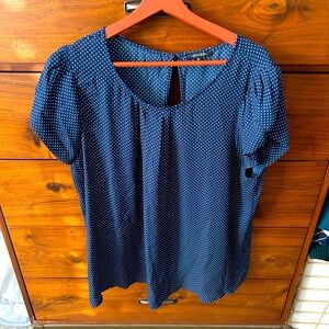 Papermoon plus 2x short sleeve blouse navy polka dot